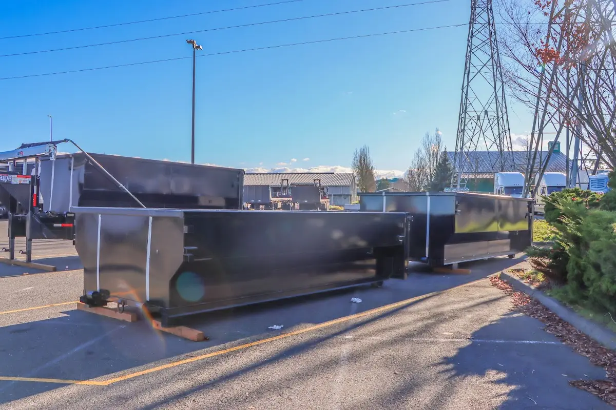 Roll-off dumpster ready for waste disposal at job site for Construction Dumpster Rental in Wilkins